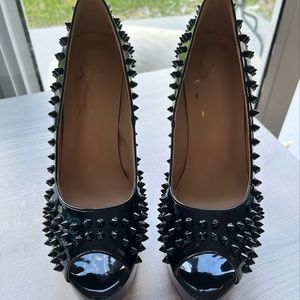 Black spike studs platform heels red bottoms size 8.5